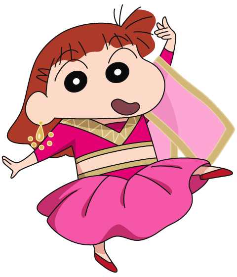 インドの民族衣装を着て踊るネネちゃんのイラスト