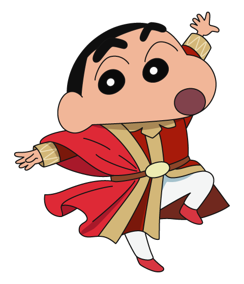 インドの民族衣装を着て踊るしんちゃんのイラスト