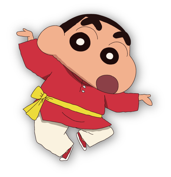 インドの民族衣装を着て踊るしんちゃんのイラスト